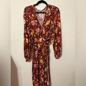 Floral wrap dress with slit
